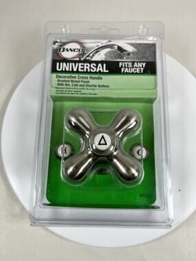 DANCO Decorative Cross Handle 89255 Brushed Nickel Universal Faucet Handle New
